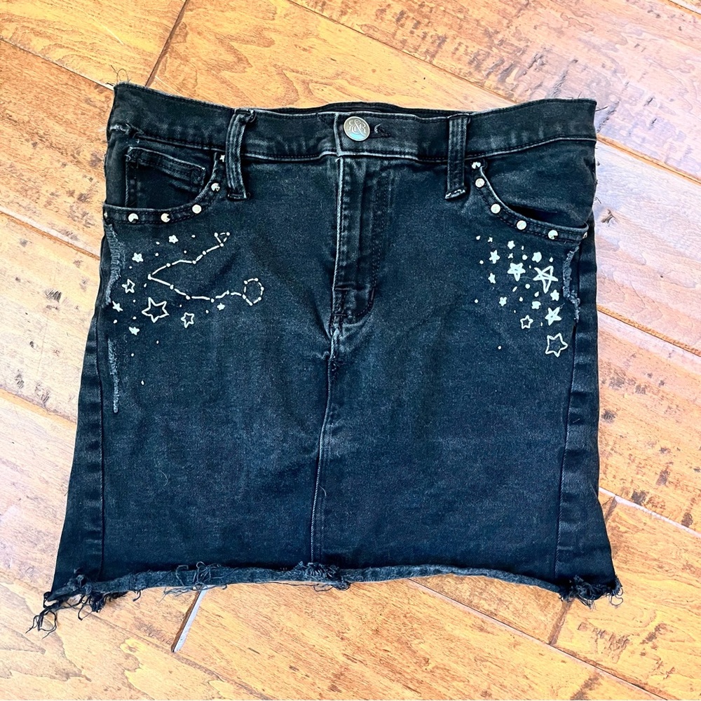 Rock & Republic Black Denim Skirt with Stud Accents